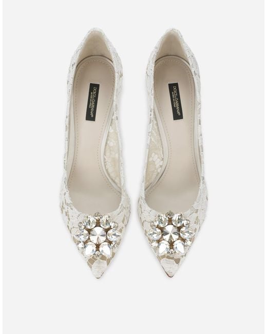 Dolce & Gabbana White Pump In Taormina Lace With Crystals