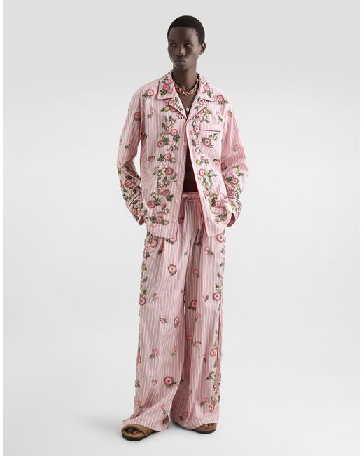 Dolce & Gabbana Pink Vanity Trousers With Embroidery for men