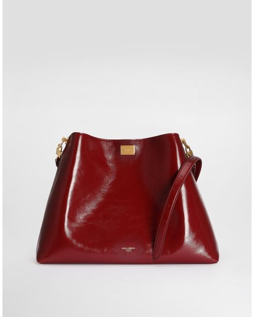 Dolce & Gabbana Red Large Vittoria Calfskin Shoulder Bag
