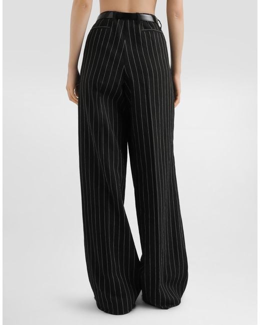 Dolce & Gabbana Black Pinstripe Trousers