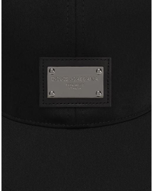 Dolce & Gabbana Black Logo Plaque Cotton Stretch Baseball Cap