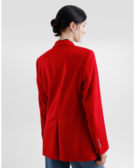Dolce & Gabbana Red Oversize Double-Breasted Cashmere Jacket