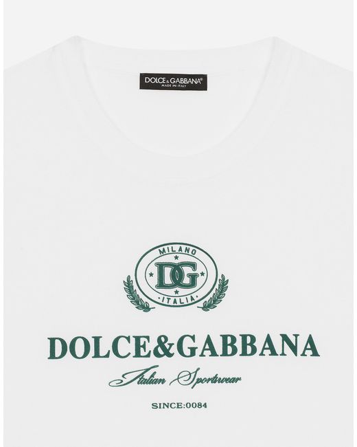 メンズ Dolce & Gabbana Cotton T-Shirt With Logo Print White