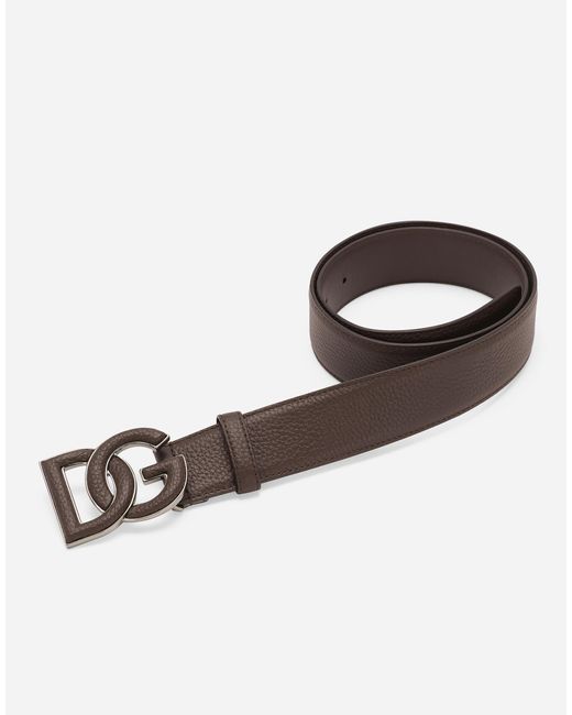 Dolce & Gabbana White Deerskin-Print Calfskin Belt With Logo Print for men