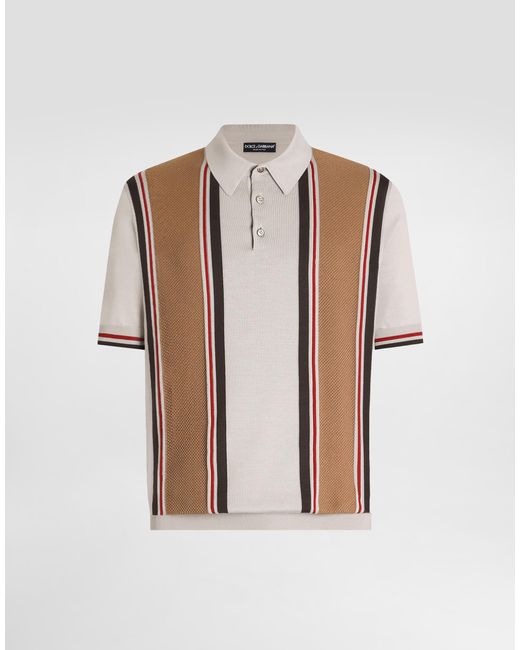 Dolce & Gabbana White Satin Silk Polo Shirt for men