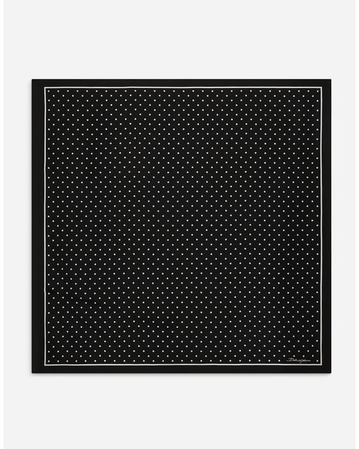 Dolce & Gabbana マイクロドットプリント シルクツイル スカーフ (90X90) Black