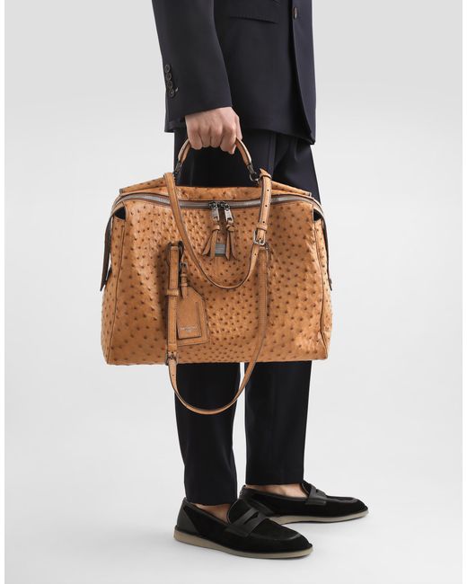 Dolce & Gabbana Brown Vittoria Ostrich Leather Handbag for men