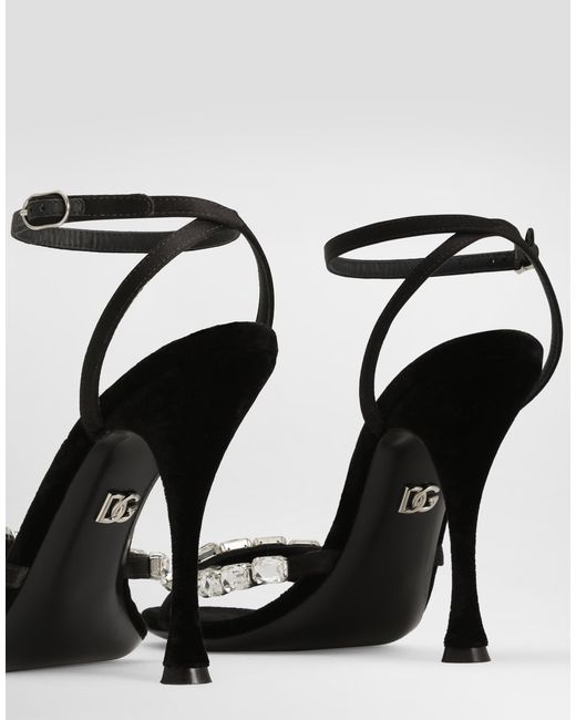 Dolce & Gabbana White Satin Sandals With Gemstone Embellishment