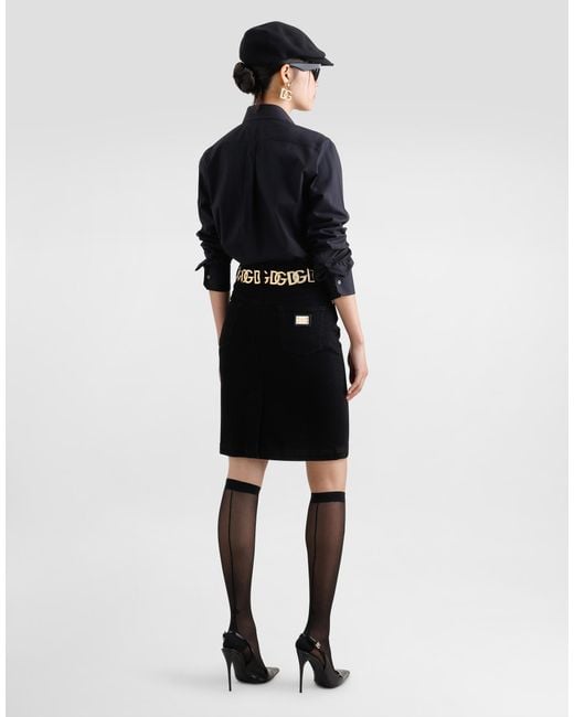 Dolce & Gabbana Black Cotton Poplin Shirt With Lace Inlay