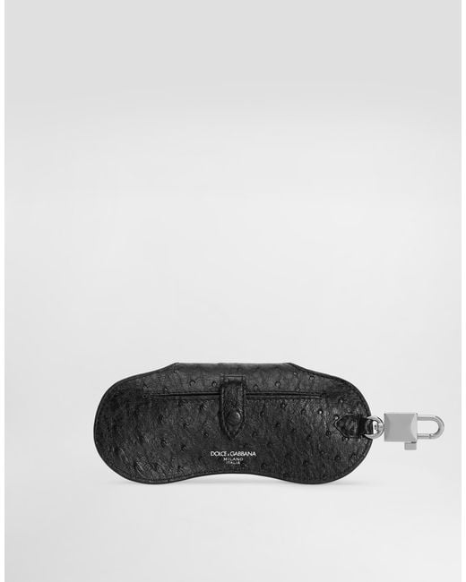 Dolce & Gabbana Black Ostrich Leather Eyewear Case for men