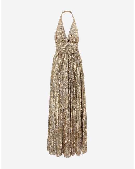 Dolce & Gabbana Natural Sequin-Detail Maxi Dress