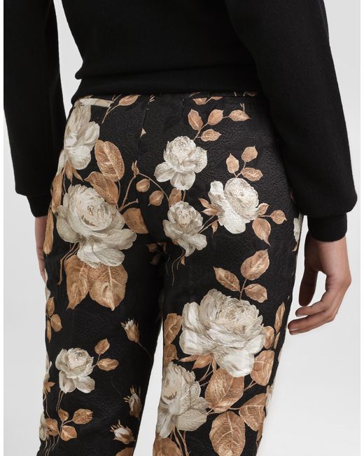 Dolce & Gabbana Multicolor Vintage Rose- Brocade Trousers
