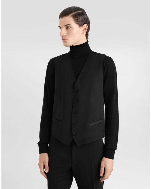 メンズ Dolce & Gabbana スリーピースタキシードスーツ シチリアフィット ストレッチウール Black