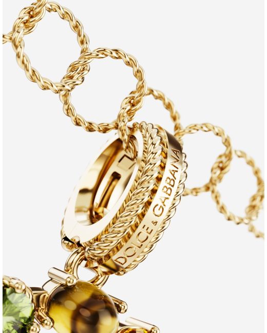 Dolce & Gabbana White Lettering O Charm 18-Carat And Multicolored Gems