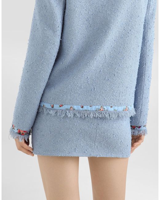 Dolce & Gabbana Blue Single-Breasted Rachel Basketweave Jacket