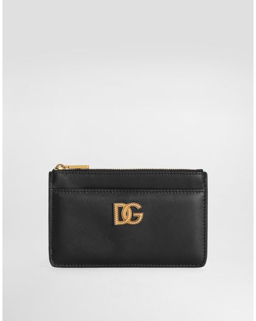 Dolce & Gabbana Black Calfskin Card Holder With Dg Logo