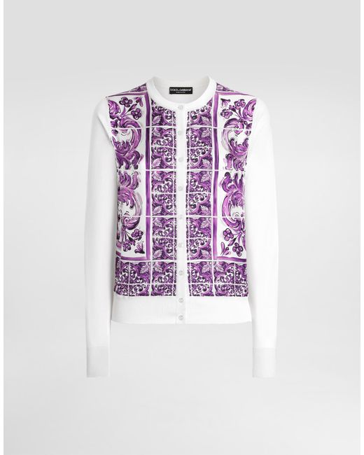 Dolce & Gabbana Multicolor Majolica-Print Silk Cardigan