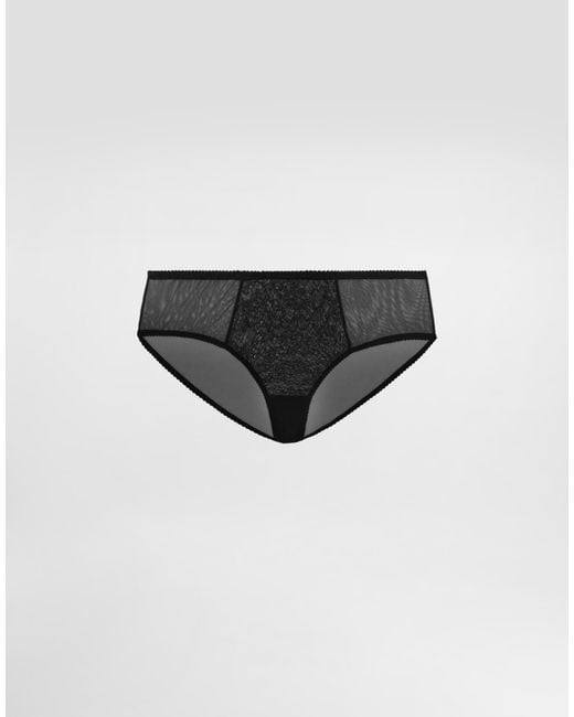 Dolce & Gabbana Gray Tulle And Lace Briefs