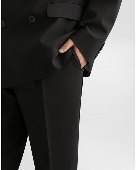 Dolce & Gabbana Black Double-breasted Stretch Wool Sicilia-fit Suit for men