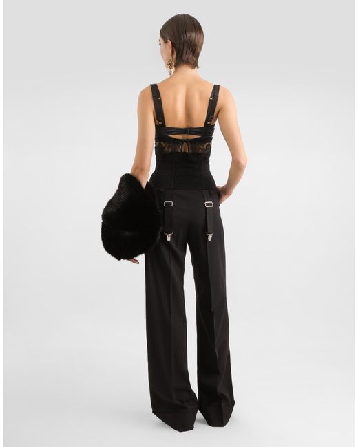 Dolce & Gabbana Black Flared Woolen Pants