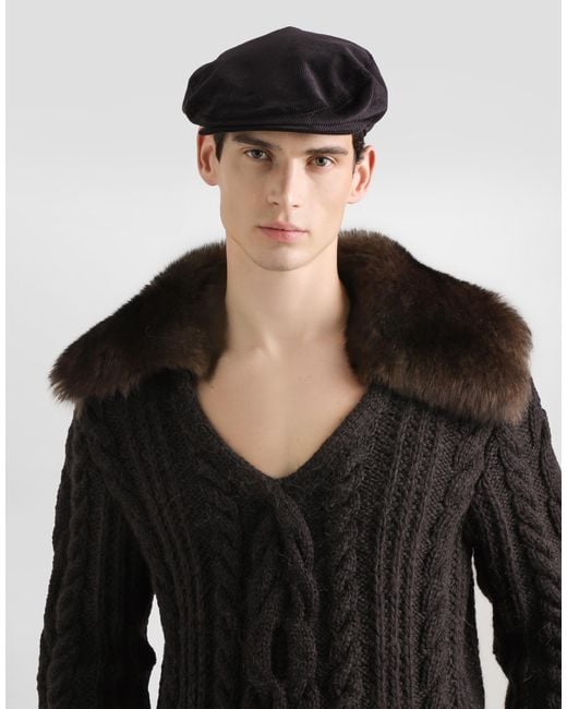 Dolce & Gabbana Black Wool Pullover With Fur Collar for men