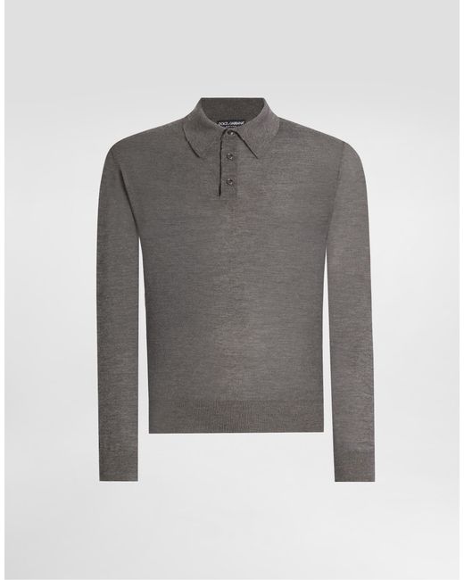 Dolce & Gabbana Gray Cashmere Polo Shirt for men