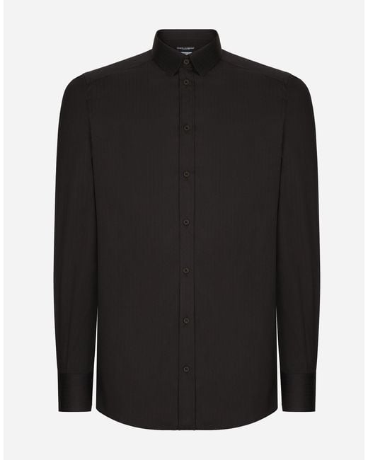 メンズ Dolce & Gabbana シャツ ゴールドフィット ストレッチコットン Black