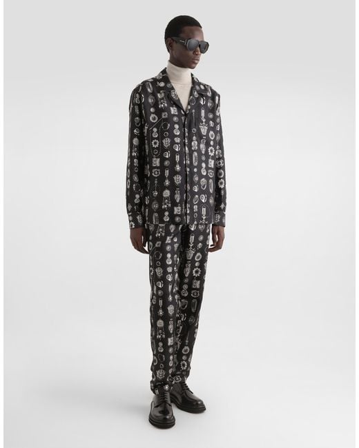 Dolce & Gabbana Black Jewel- Silk Twill Vanity Shirt for men
