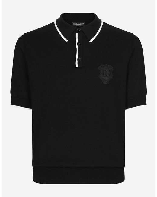Dolce & Gabbana Black Cotton Polo-Shirt With Dg Logo Embroidery for men