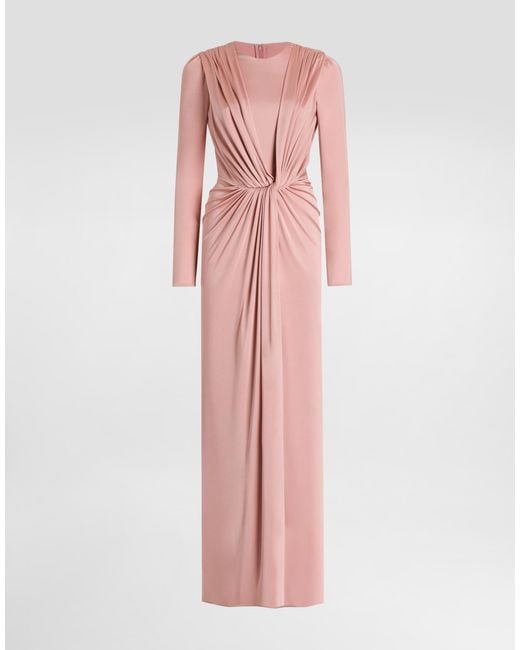 Dolce & Gabbana Pink Viscose Jersey Long Dress