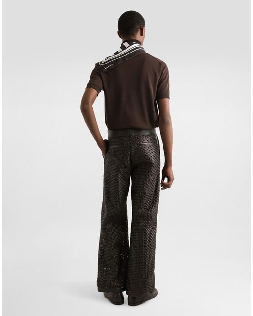 Dolce & Gabbana Multicolor Flared Woven Nappa Leather Pants for men