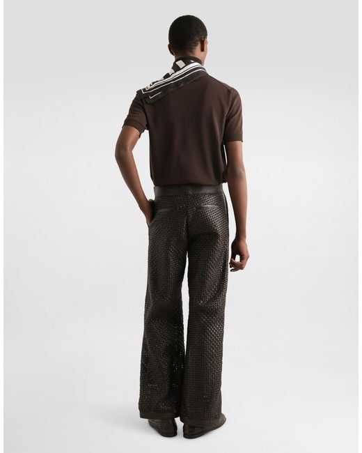 Pull En Coton À Col Roulé Et Manches Courtes Dolce & Gabbana pour homme en coloris Brown