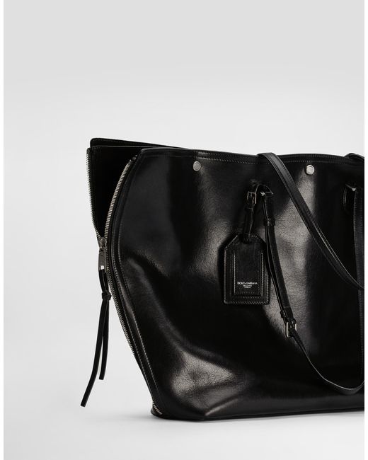 Dolce & Gabbana Black Atene Calfskin Shopping Bag for men