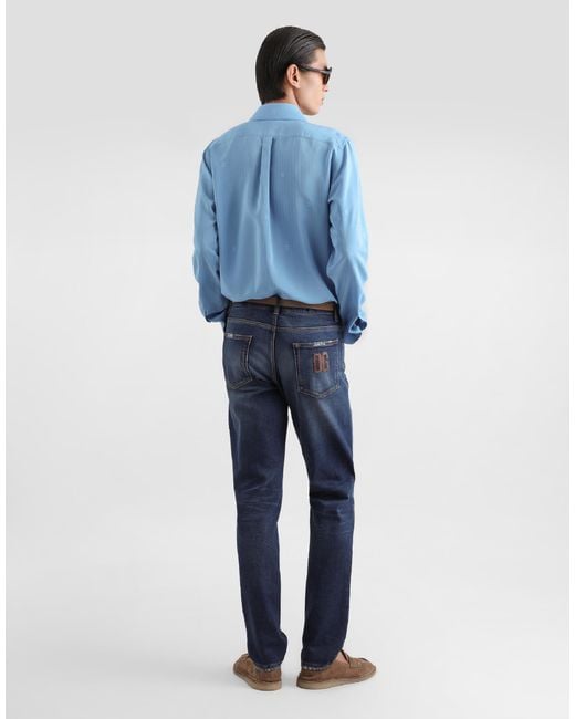 Dolce & Gabbana Blue Denim Trousers for men