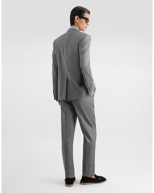 Dolce & Gabbana Gray Double-Breasted New Martini Glen Plaid Jacket for men