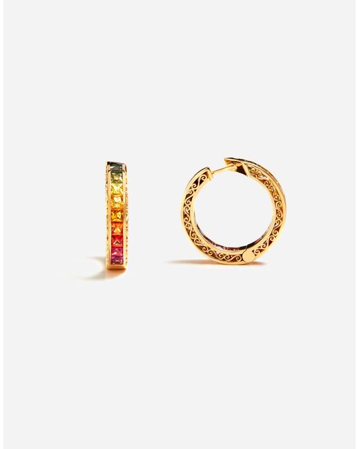 Dolce & Gabbana Metallic Multi-colored Sapphire Hoop Earrings
