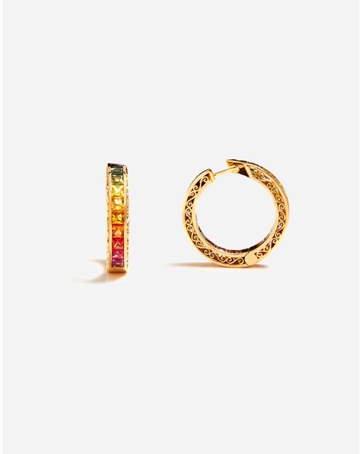 Dolce & Gabbana Metallic Multi-colored Sapphire Hoop Earrings