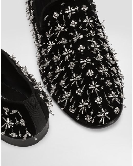 Dolce & Gabbana White Velvet Slippers for men