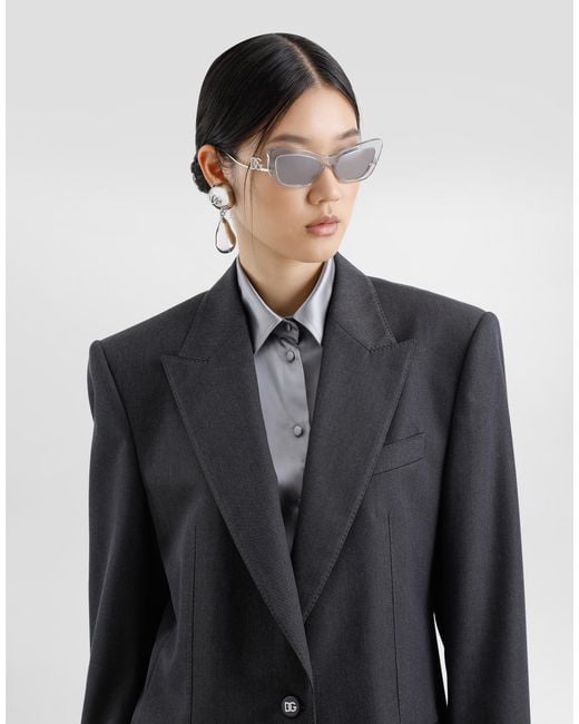 Dolce & Gabbana Blue Oversize Woolen Jacket