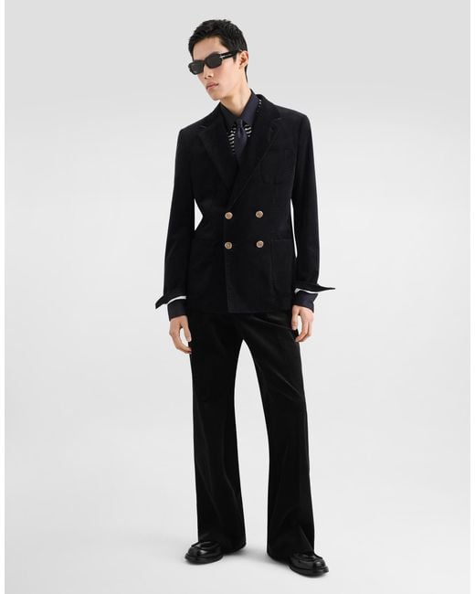 Dolce & Gabbana Black Velvet Trousers for men
