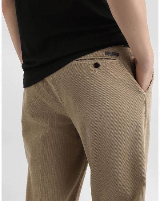 Dolce & Gabbana Stückgefärbte Hose Aus Samt in Natural für Herren
