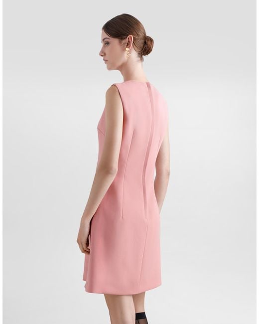 Dolce & Gabbana Pink Wool Crepe Midi Fit-And-Flare Dress