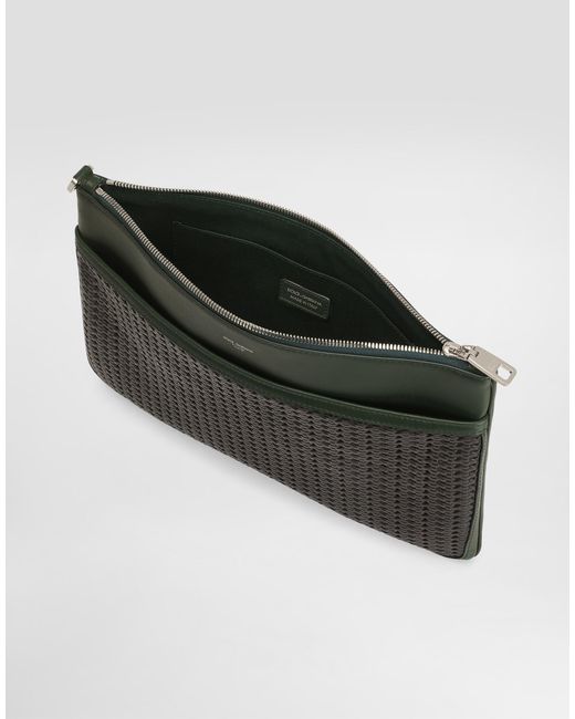 Dolce & Gabbana Black Plongé Woven Calfskin Necessaire for men