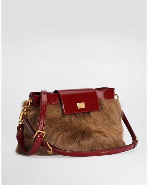 Dolce & Gabbana Brown Vittoria Fur And Calfskin Shoulder Bag