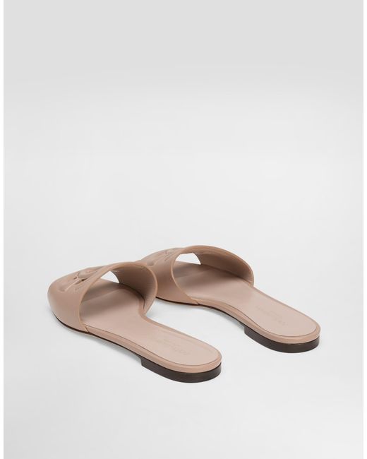 Dolce & Gabbana Natural Flat Slides Logo Gg