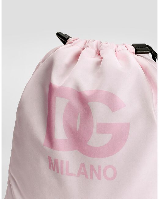 Dolce & Gabbana Pink Nylon Backpack With Printed Logo for men