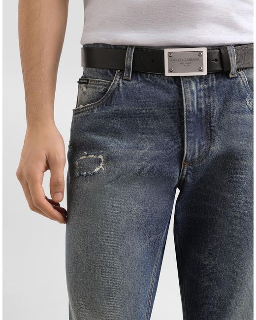 メンズ Dolce & Gabbana Regular Cotton Jeans Blue