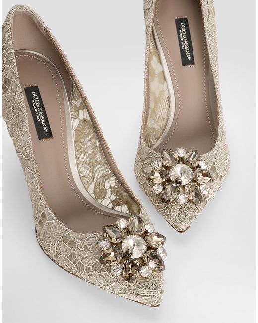 Dolce & Gabbana レインボー パンプス レース ブローチ White