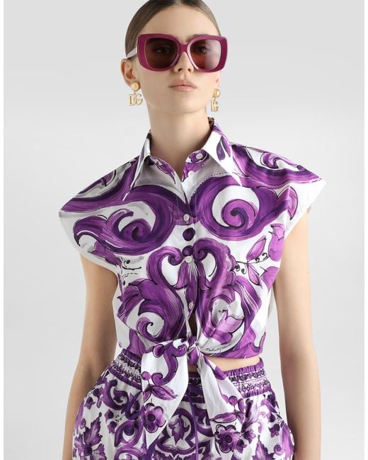 Dolce & Gabbana Multicolor Majolica-Print Poplin Shirt