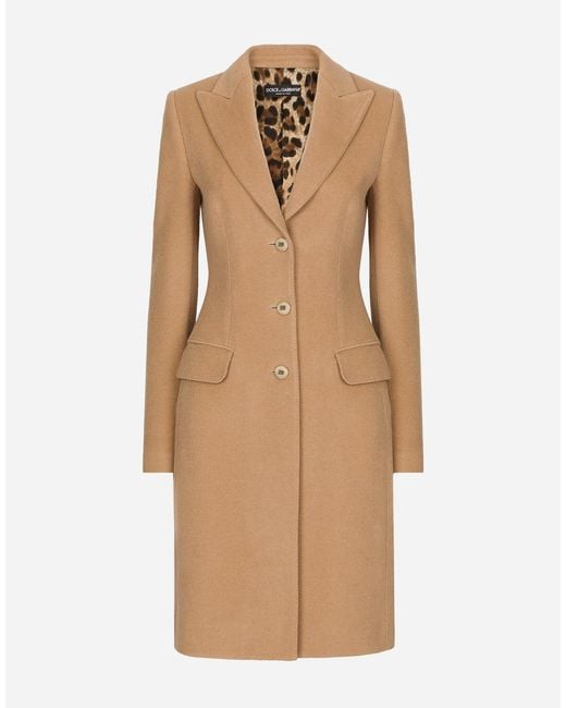 Dolce & Gabbana Natural Single-breasted Wool Coat